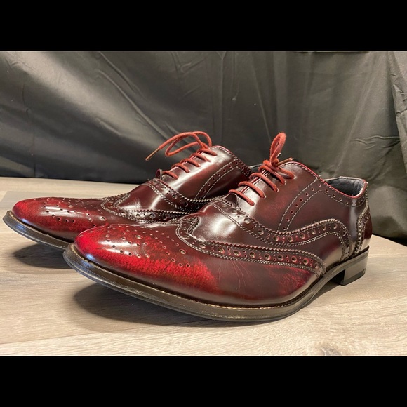 Superb JOSEPH ABBOUD Burgundy Leather Wingtip - Picture 8 of 9